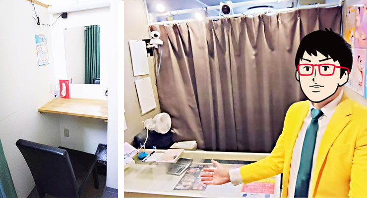 梅田のホテルヘルス「奥様の実話 梅田店」の受付と個室待機