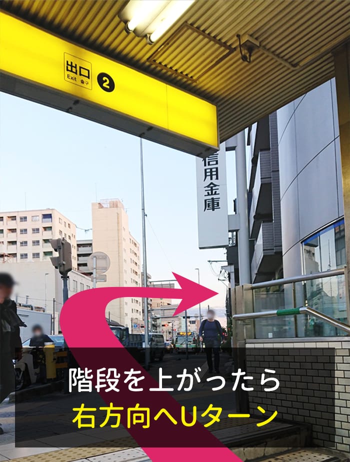 階段を上がったら右方向へUターン