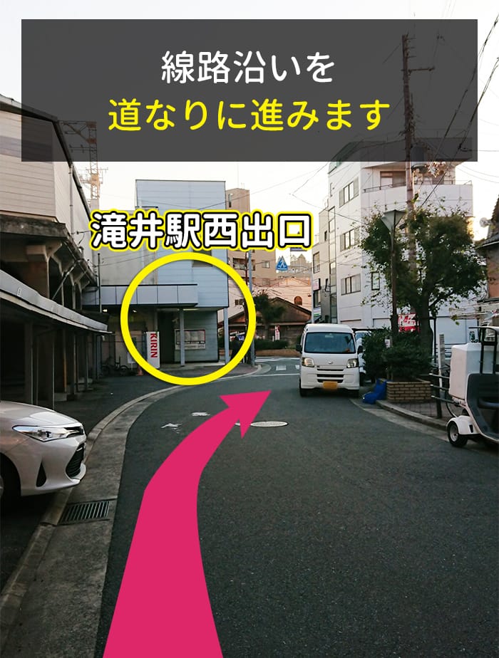 線路沿いを道なりに進みます